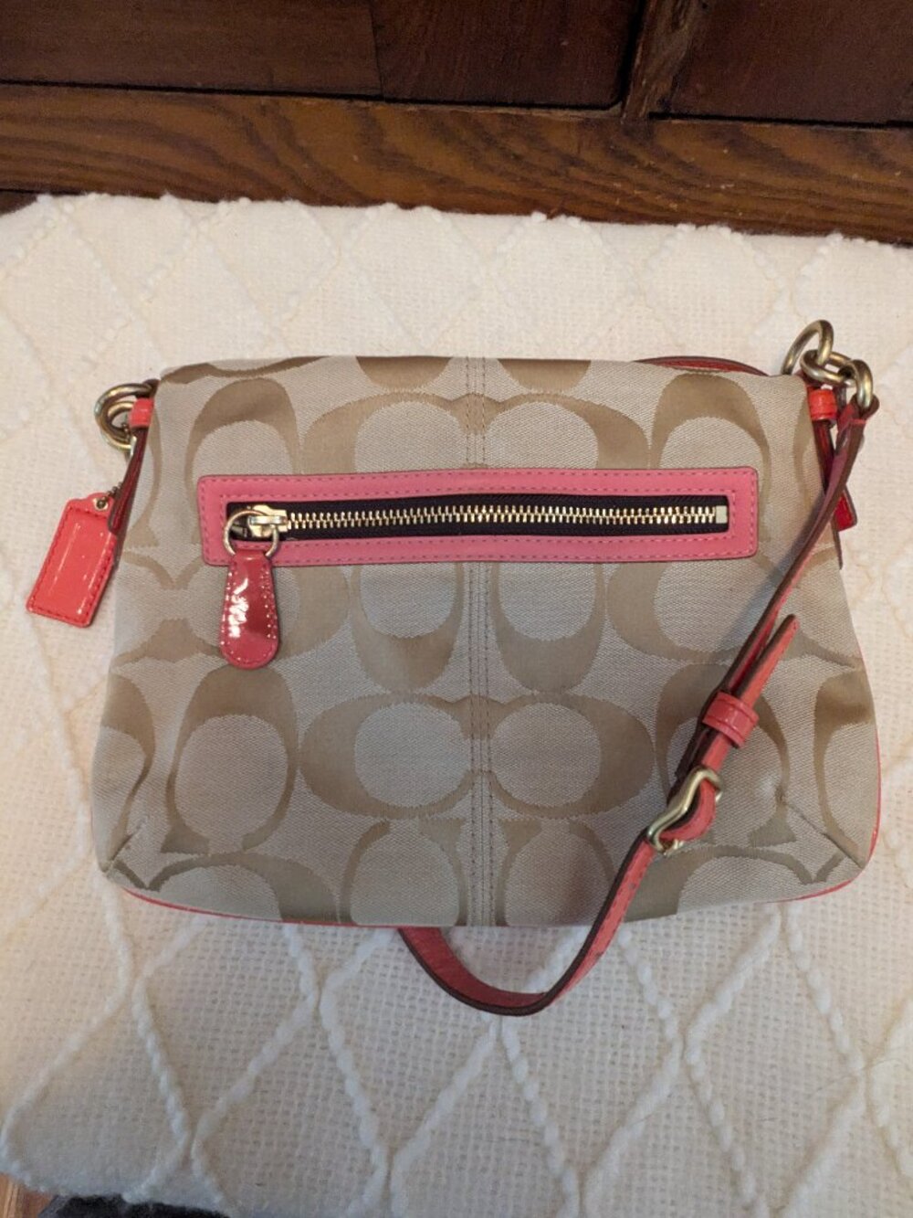 Coach Bonnie Cashin Foldover Crossbody Pink/Tan